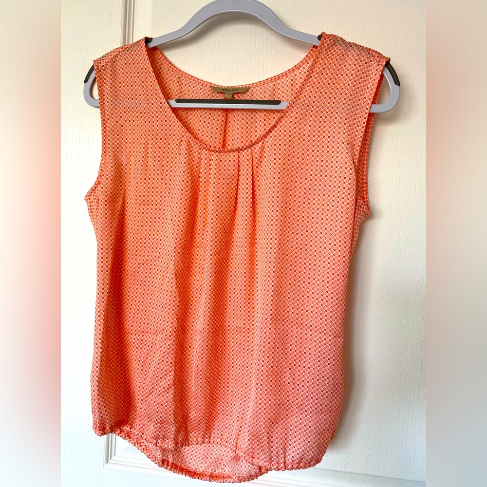 RW&CO. Pink Sleeveless Blouse with Pleated Neckline